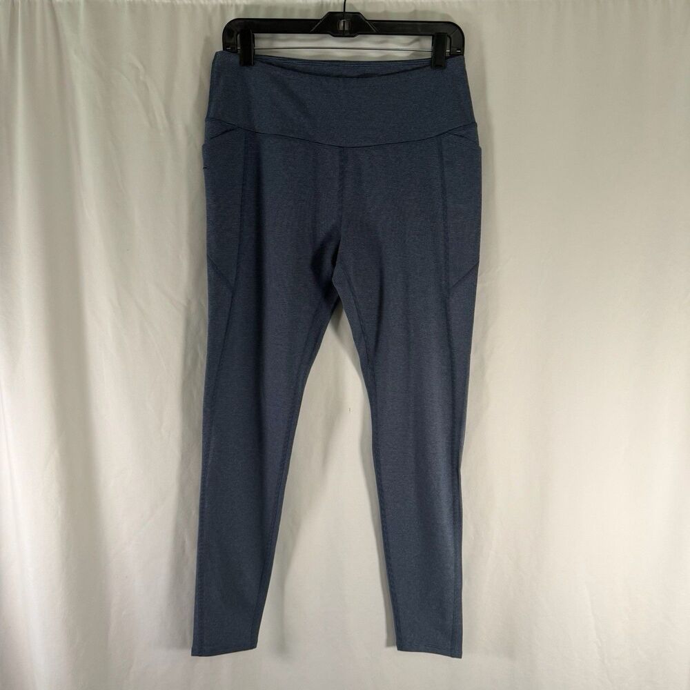 Helly Hansen Leggings Women's Large Blue Striped Pull On Fitted Ajustee Mid Rise